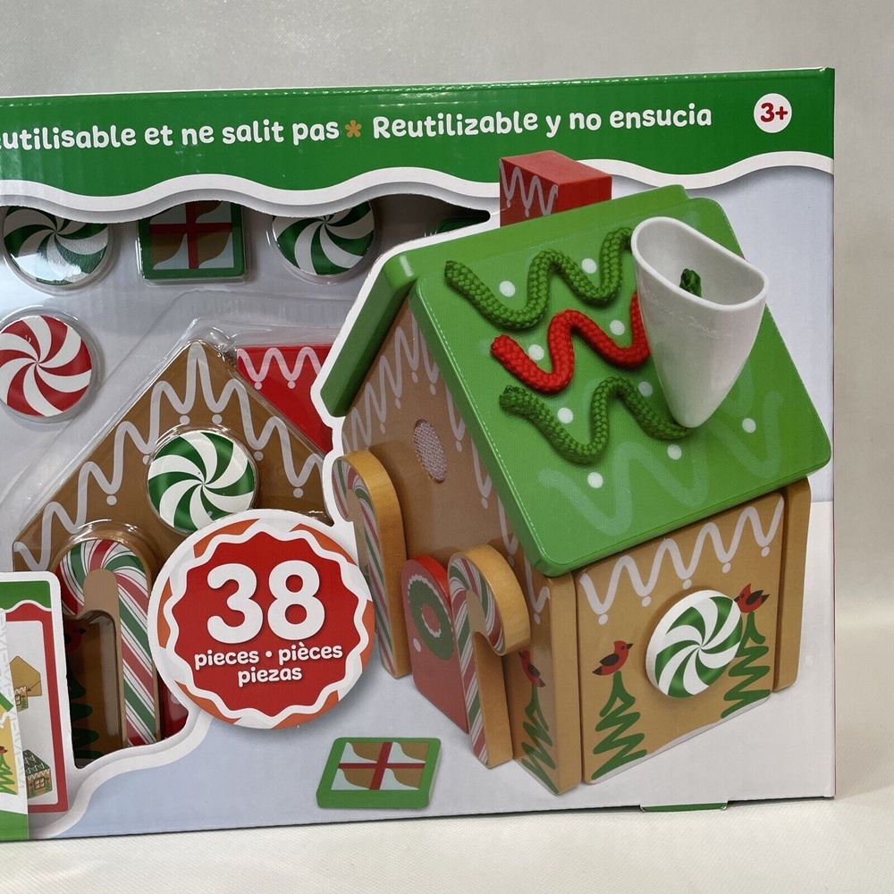 Melissa &‎ Doug Gingerbread House Wooden Play Set 38 Pieces Christmas New - Picture 4 of 7